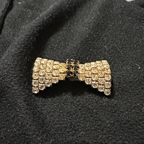 Celine Gold and Black Crystal Bow Brooch PRE-OWNED. - Picture 1 of 4